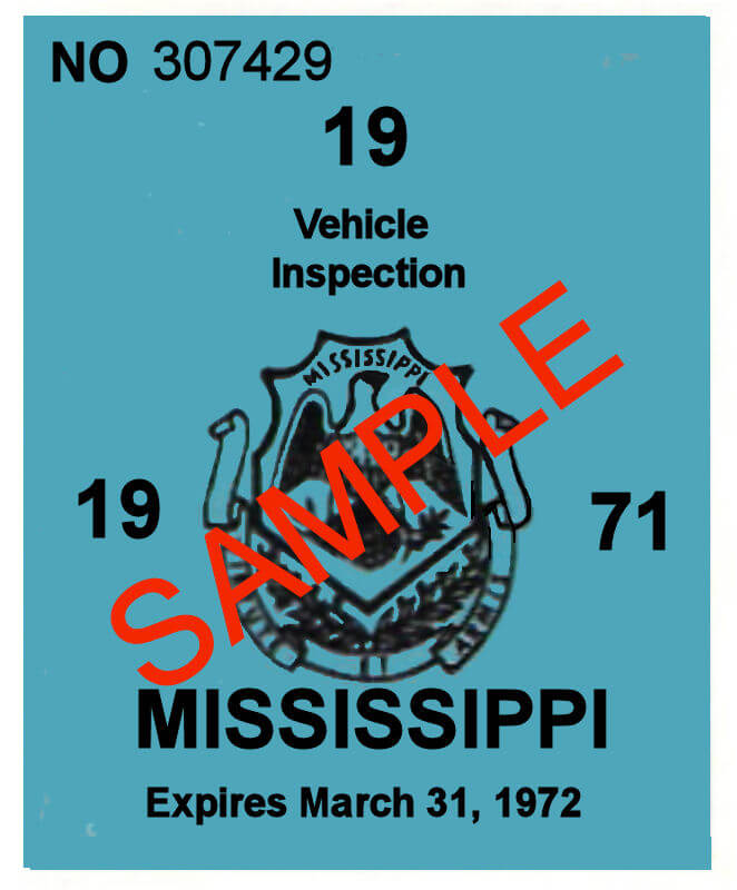 Modal Additional Images for 1971 Mississippi inspection Sticker